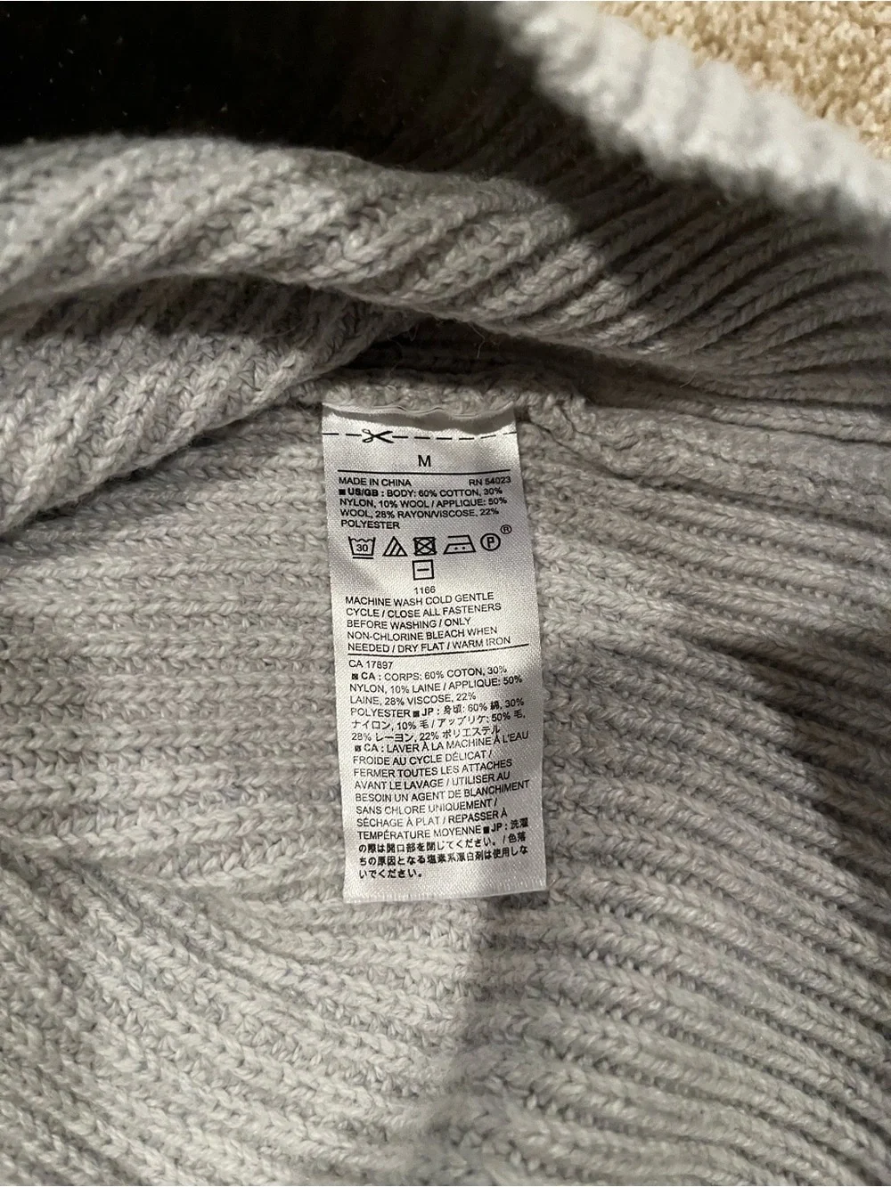 Men's Gray Rib-Knit Button Mock Neck Sweater
